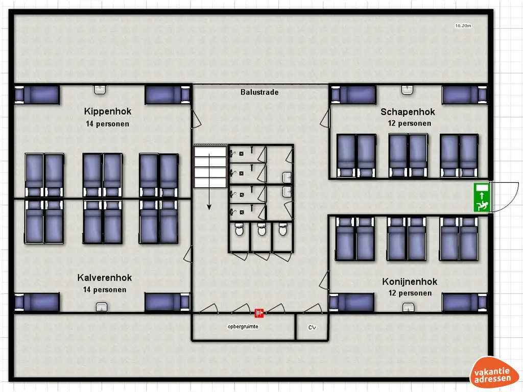 Vakantiewoning in Werkhoven (Utrecht) voor 82 personen met 7 slaapkamers.